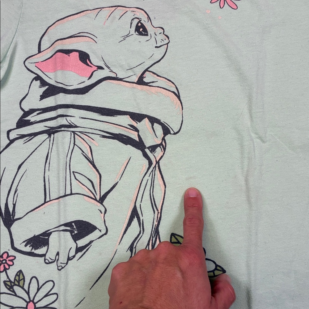 Star Wars Mint Green Boxy Cut Baby Yoda Grogu T-Shirt - Picture 3 of 7